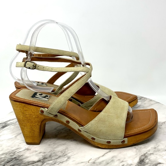 VTG Y2K Victorias Secret Allie Square Toe Wood Platform Clog Sandal 8 Bohemian - Picture 16 of 16